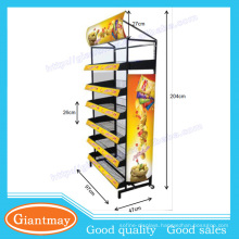 6 layers light duty free standing metal wire potato chips display rack for sale